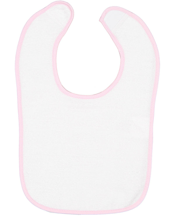 infant contrast trim terry bib WHITE/ PINK