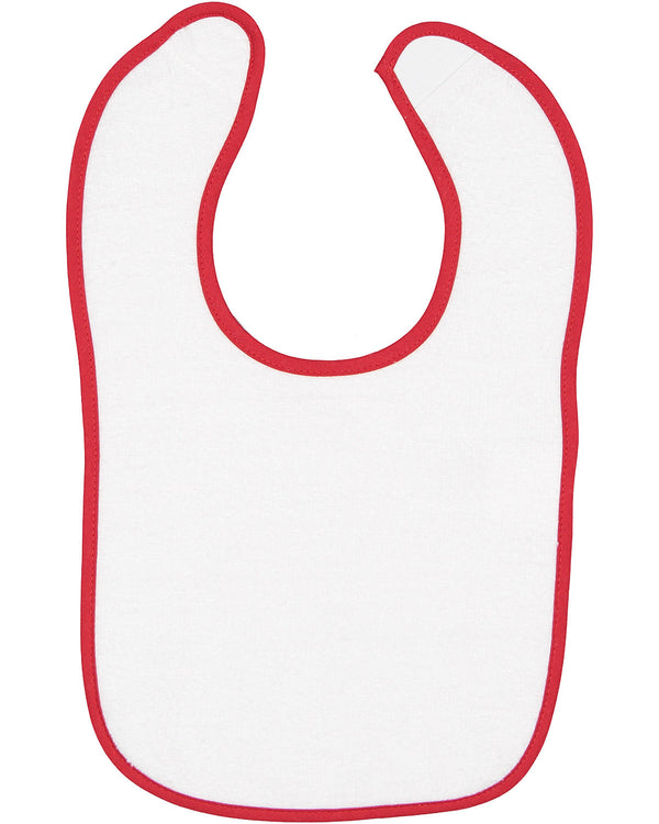 infant contrast trim terry bib WHITE/ RED