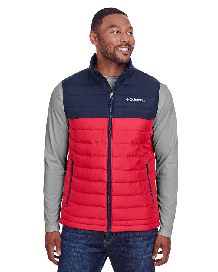 mens powder lite vest MTN RED/ COL NVY