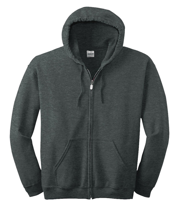 Dark Heather Adult Cotton/Poly Full Zip Hooded Sweatshirt
