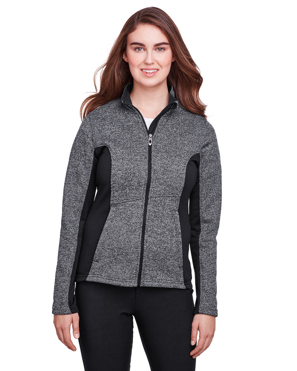 ladies constant full zip sweater fleece jacket BLACK HTHR/ BLK