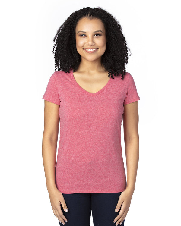 ladies ultimate v neck t shirt RED HEATHER