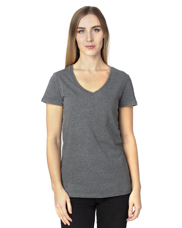 ladies ultimate v neck t shirt CHARCOAL HEATHER