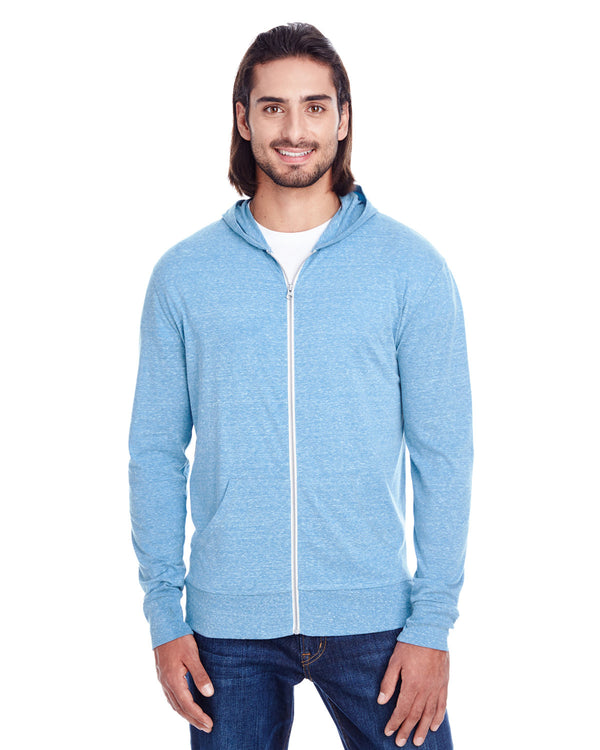 unisex triblend full zip light hoodie ROYAL TRIBLEND