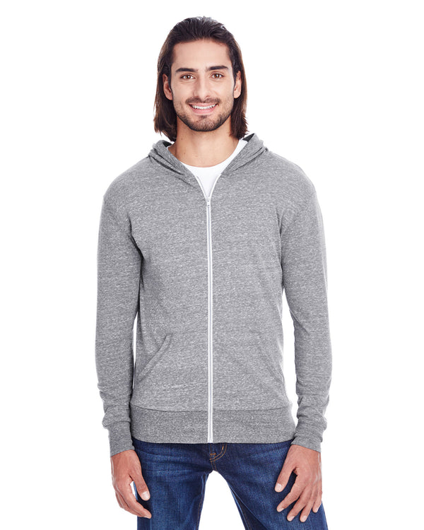 unisex triblend full zip light hoodie GREY TRIBLEND