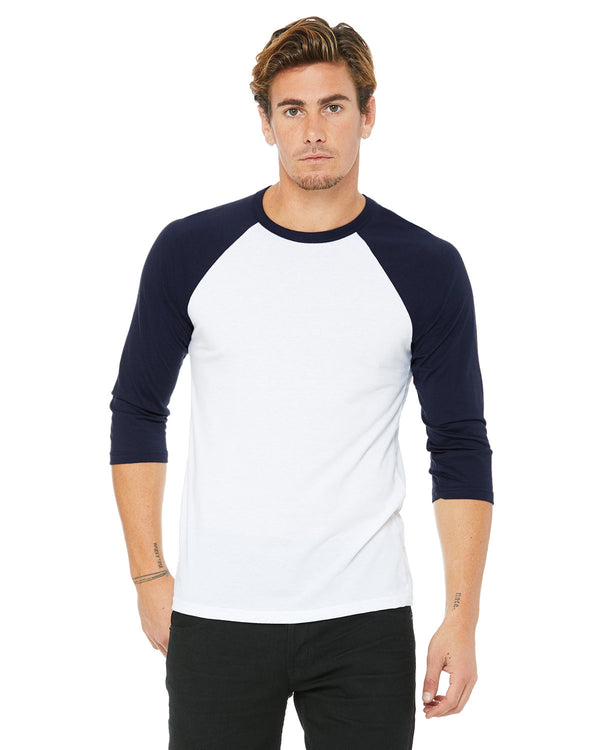 unisex 3 4 sleeve baseball t shirt WHITE/ KELLY