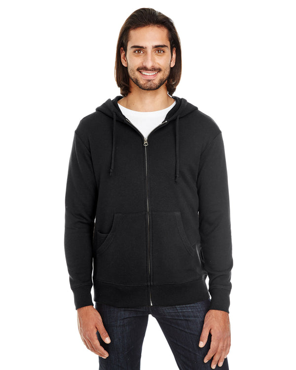 unisex triblend french terry full zip BLACK SOLID