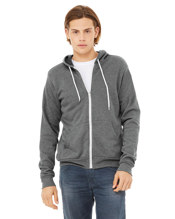 unisex sponge fleece full zip hooded sweatshirt DEEP HEATHER