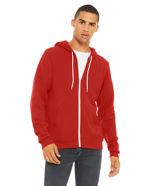 unisex sponge fleece full zip hooded sweatshirt HEATHER TRUE ROY