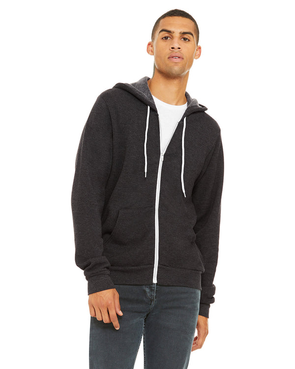 unisex sponge fleece full zip hooded sweatshirt NAVY