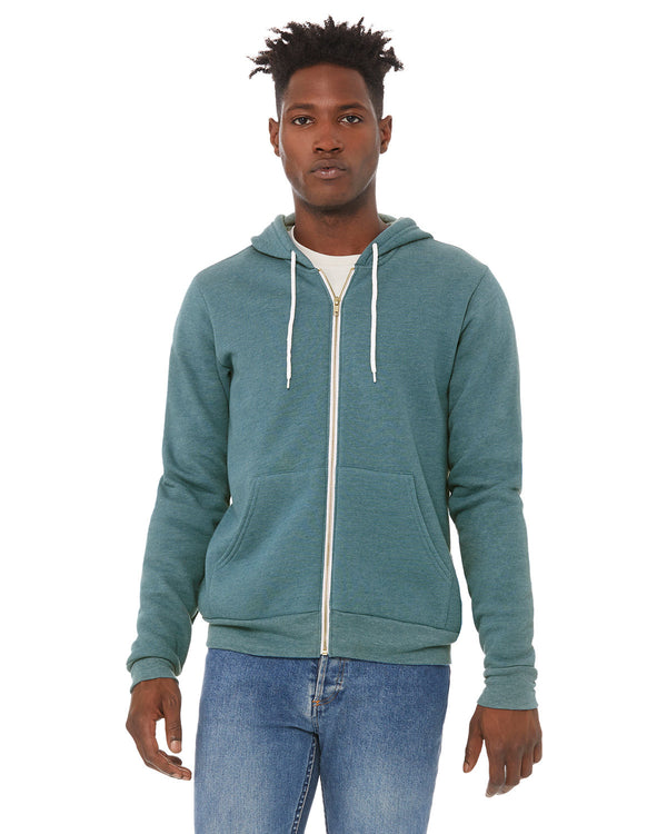 unisex sponge fleece full zip hooded sweatshirt TEAL