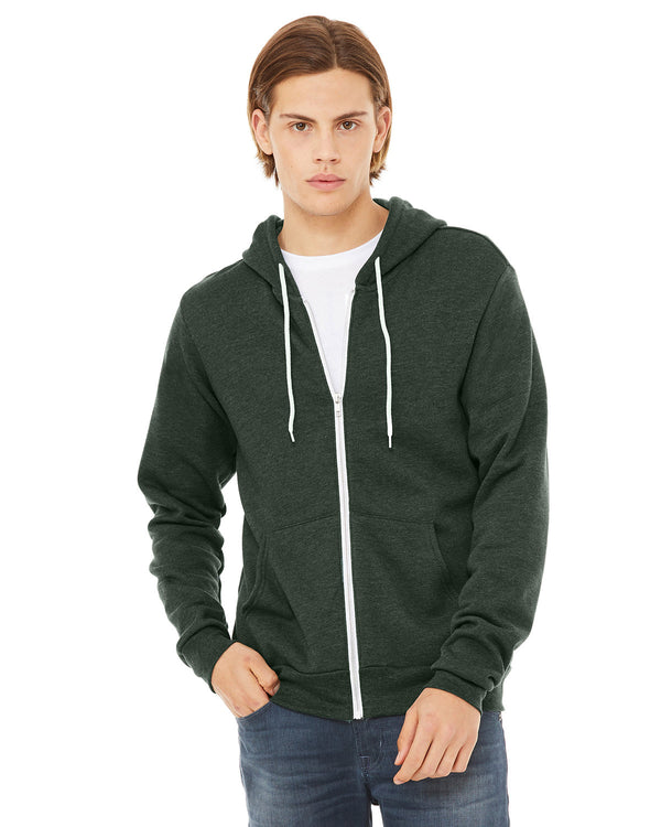 unisex sponge fleece full zip hooded sweatshirt HEATHER FOREST