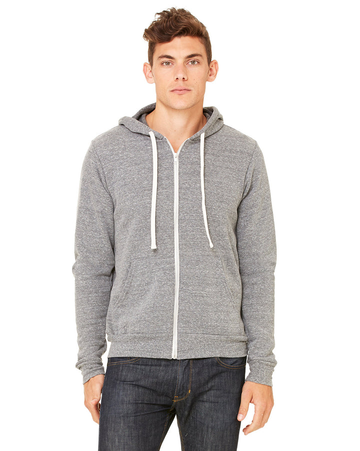 unisex triblend sponge fleece full zip hoodie GREY TRIBLEND