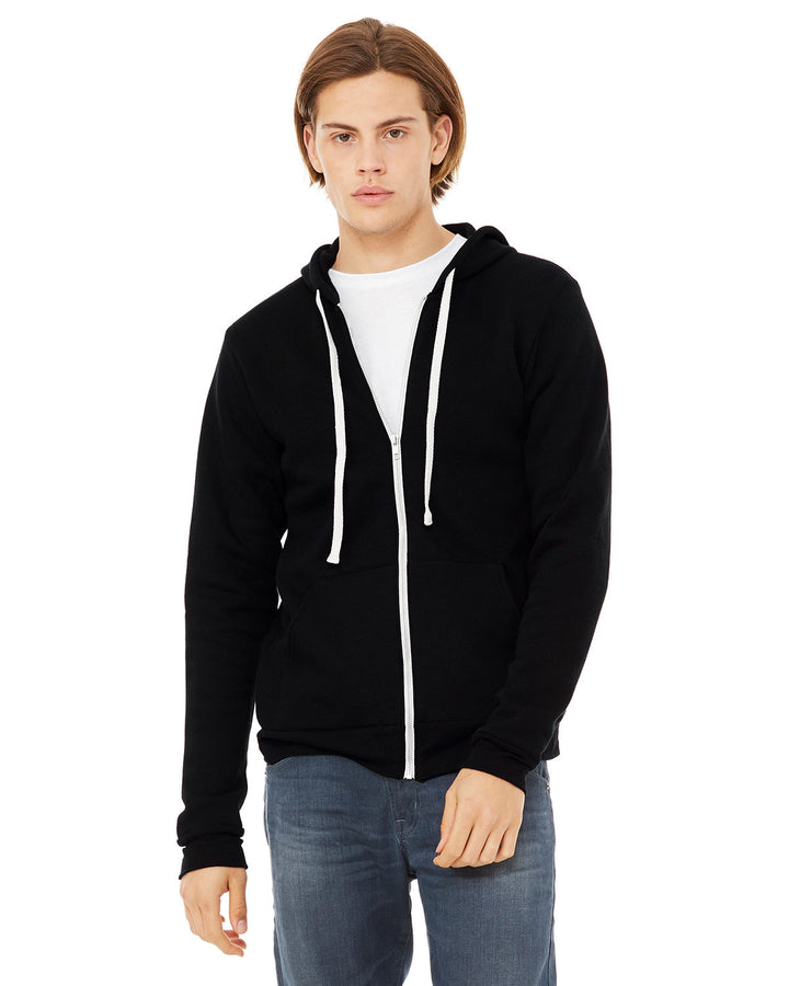 unisex triblend sponge fleece full zip hoodie SOLID BLK TRBLND