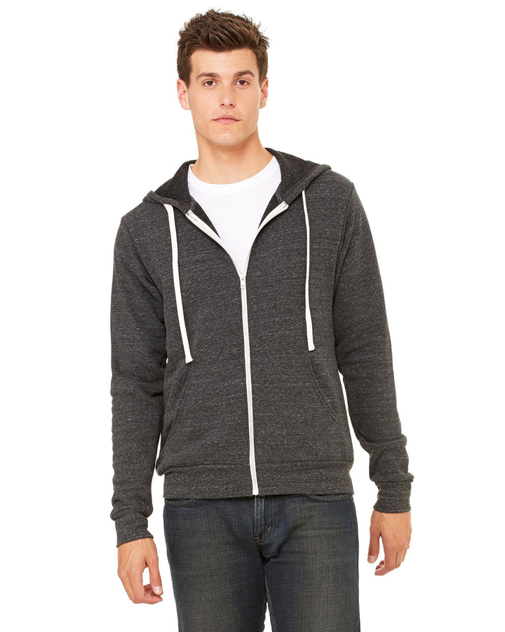 unisex triblend sponge fleece full zip hoodie CHAR BLK TRIBLND
