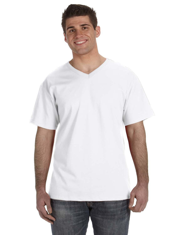 adult hd cotton v neck t shirt WHITE