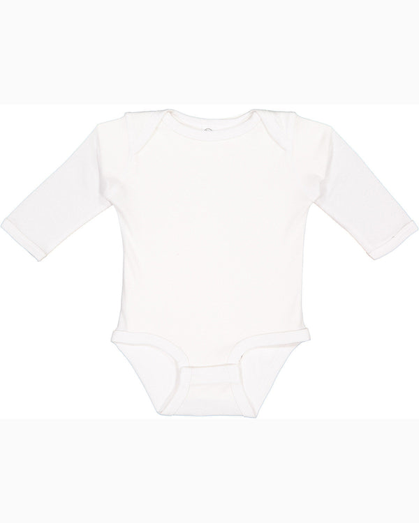 infant long sleeve baby rib bodysuit WHITE