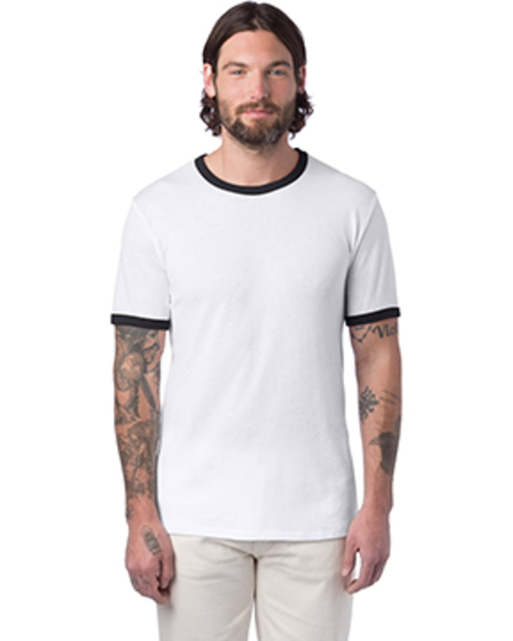 unisex keeper ringer t shirt WHITE/ BLACK