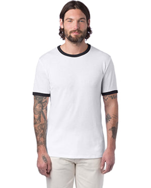 unisex keeper ringer t shirt WHITE/ BLACK