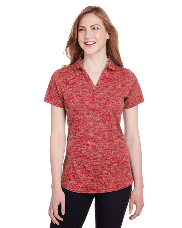 ladies icon heather polo HIGH RISK RED