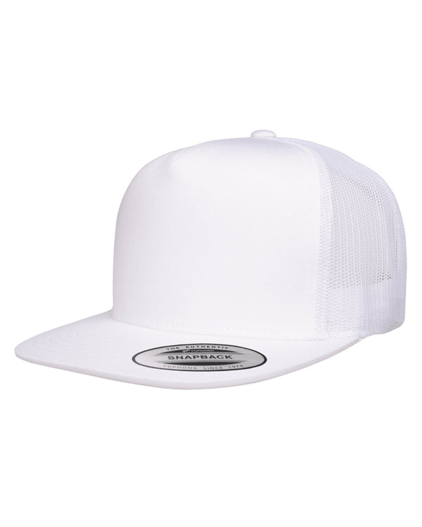 adult 5 panel classic trucker cap WHITE