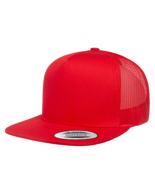 adult 5 panel classic trucker cap RED