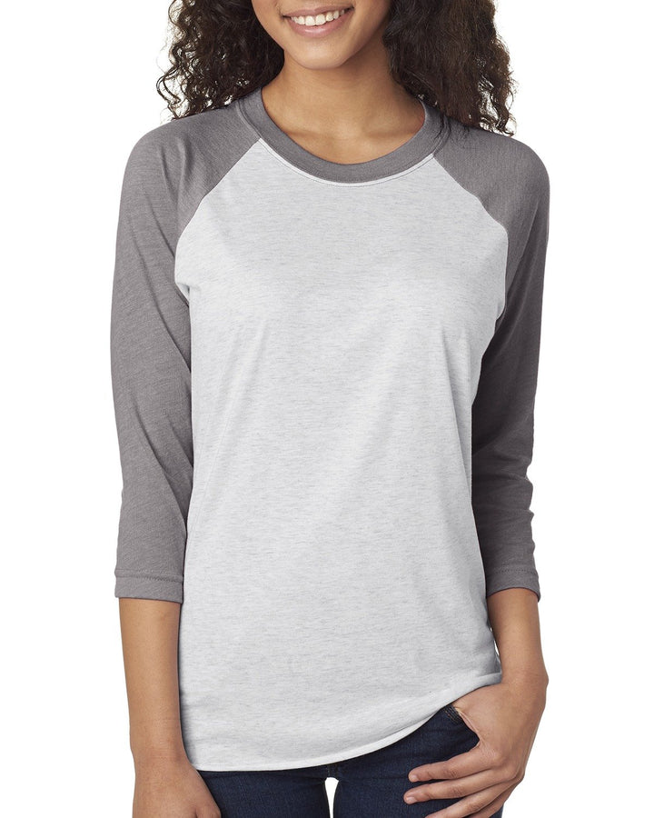 unisex triblend 3 4 sleeve raglan VIN PUR/ HTR WHT