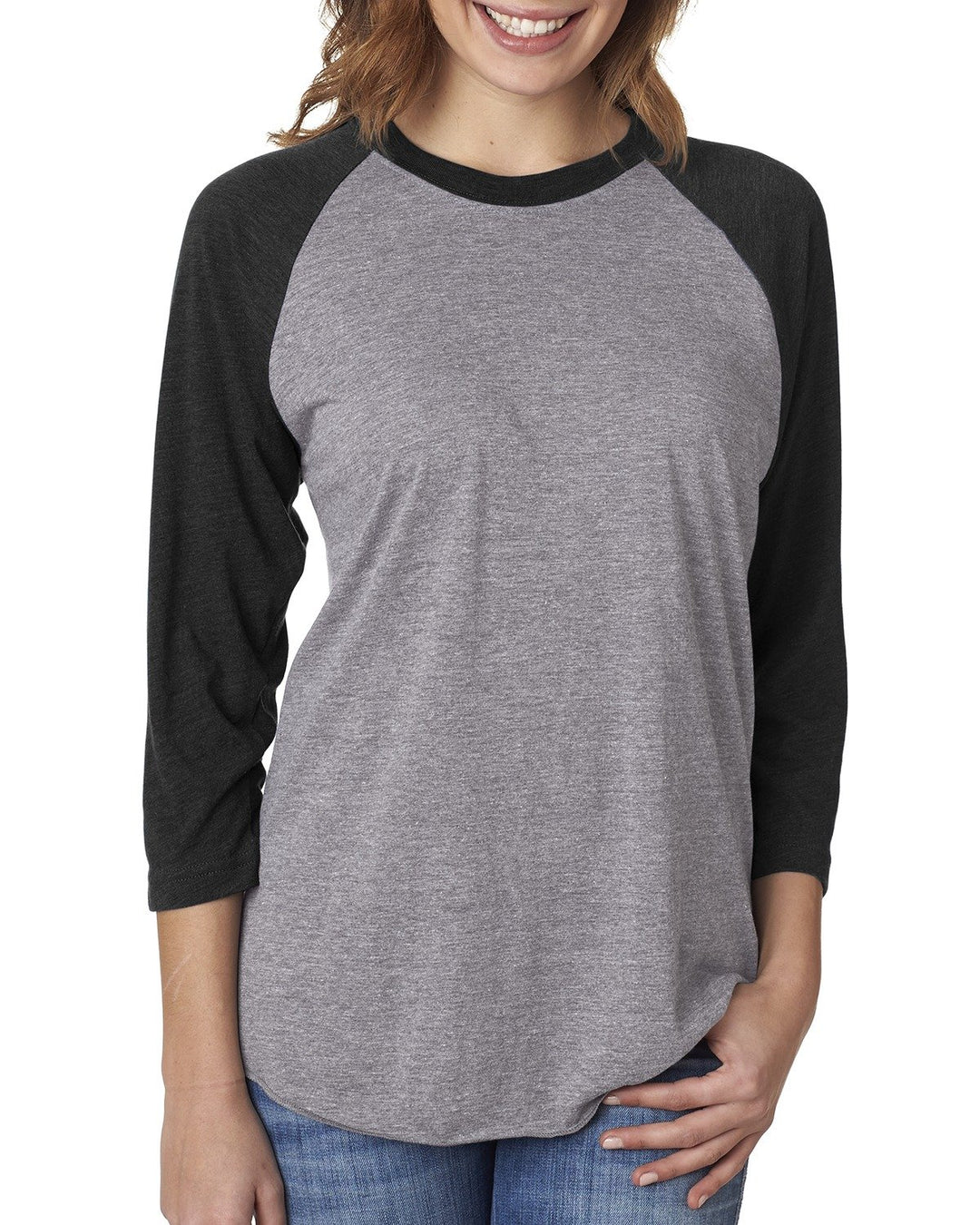 unisex triblend 3 4 sleeve raglan T BLUE/ HTHR WHT