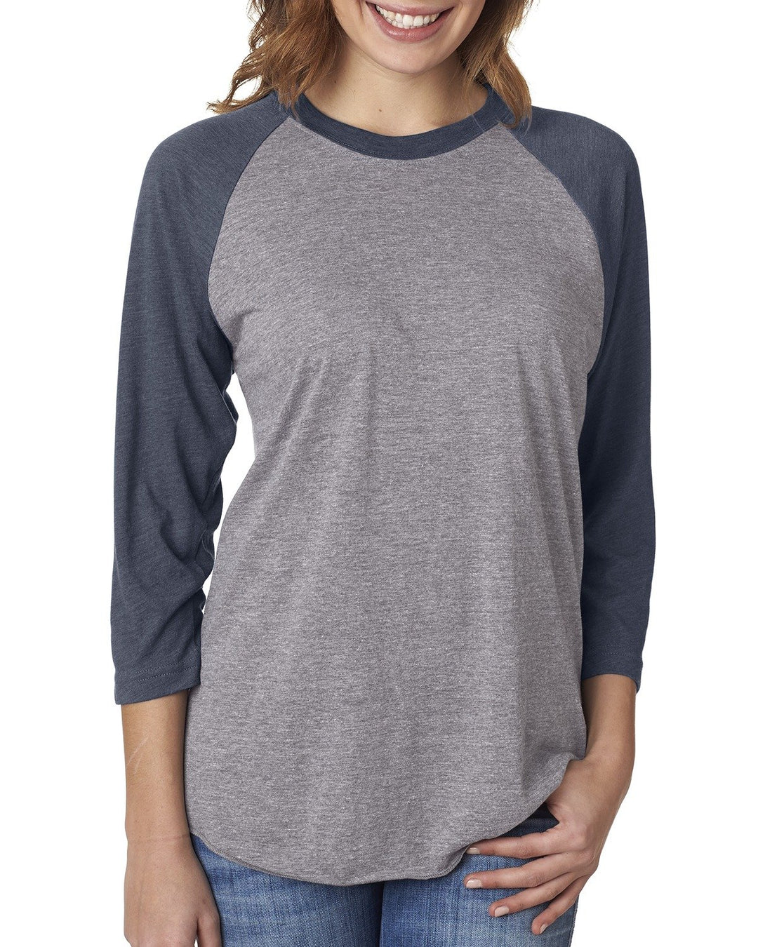 unisex triblend 3 4 sleeve raglan VIN BK/ HTHR WHT