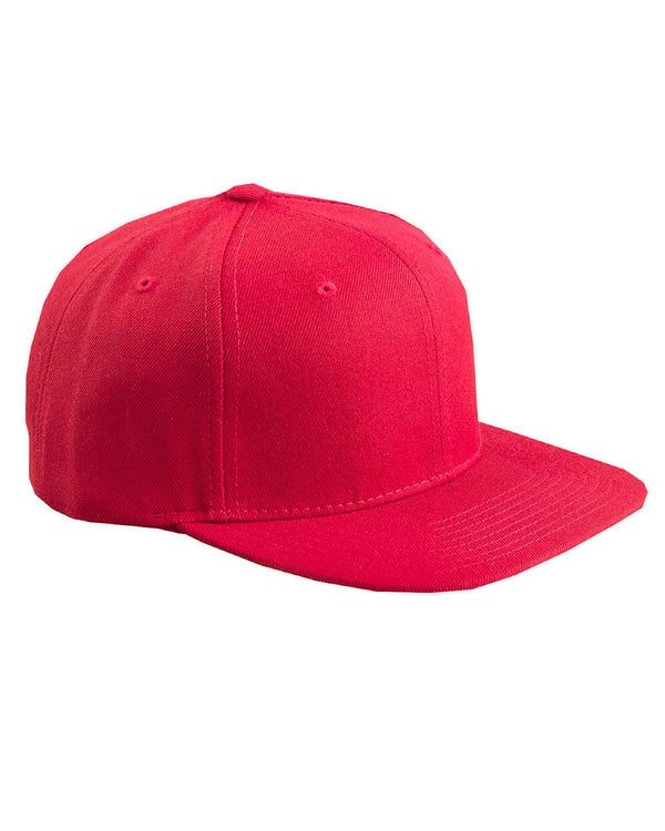 adult 6 panel structured flat visor classic snapback RED