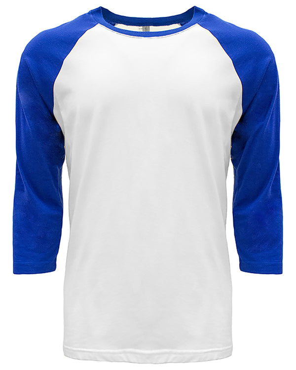 unisex cvc 3 4 sleeve raglan baseball t shirt BLACK/ WHITE
