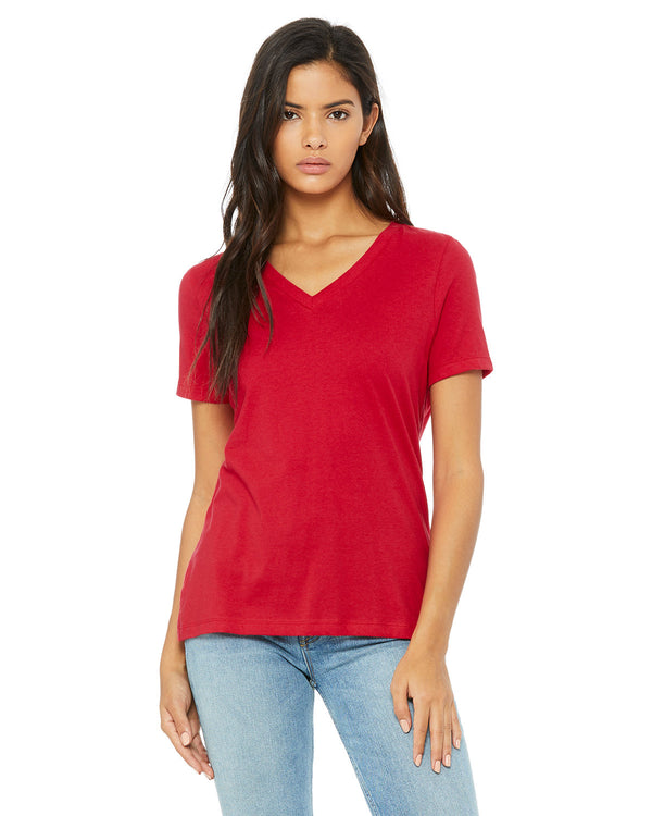 ladies relaxed jersey v neck t shirt RED
