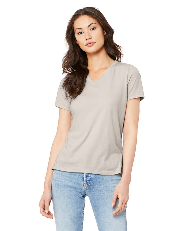 ladies relaxed heather cvc jersey v neck t shirt HEATHER DUST