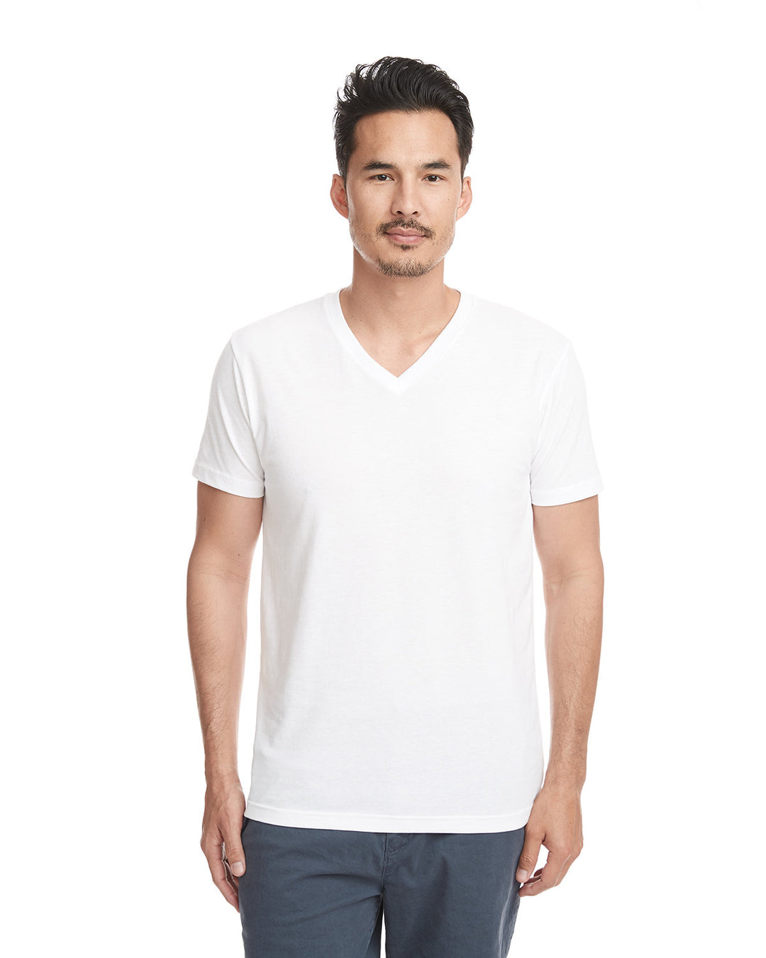 mens sueded v neck t shirt WHITE