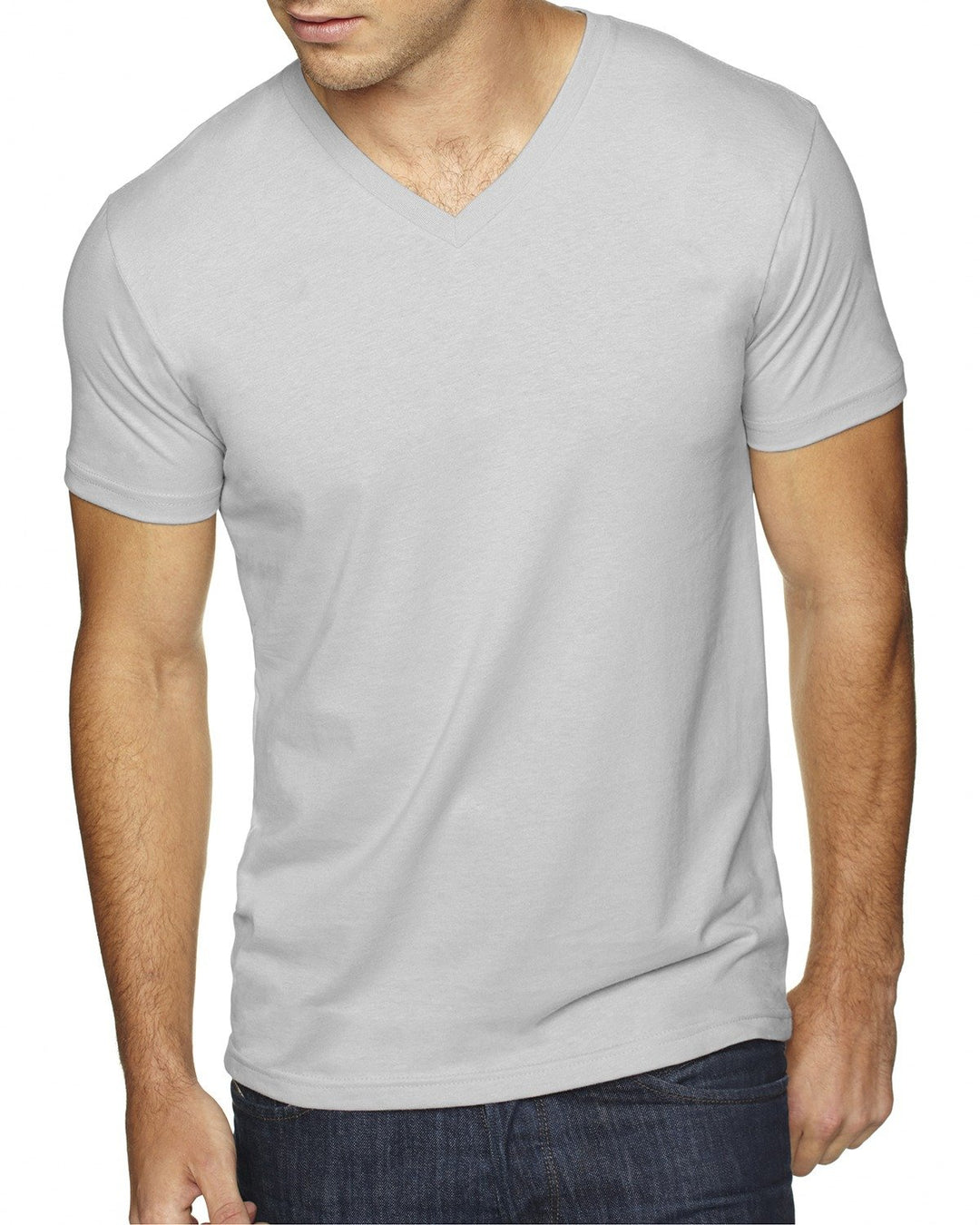 mens sueded v neck t shirt LIGHT GRAY