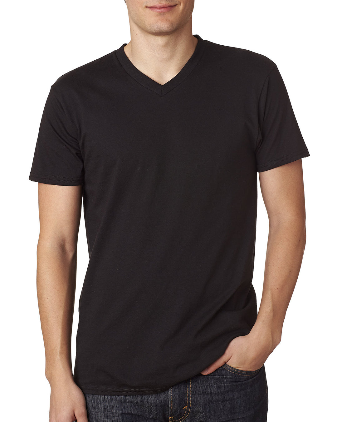 mens sueded v neck t shirt BLACK