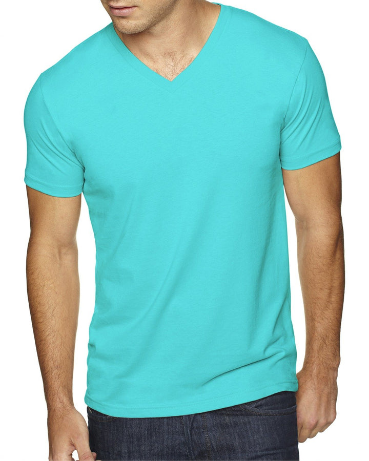 mens sueded v neck t shirt TAHITI BLUE