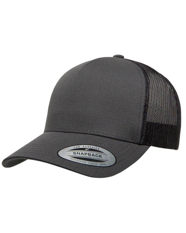 adult 5 panel retro trucker cap CHARCOAL