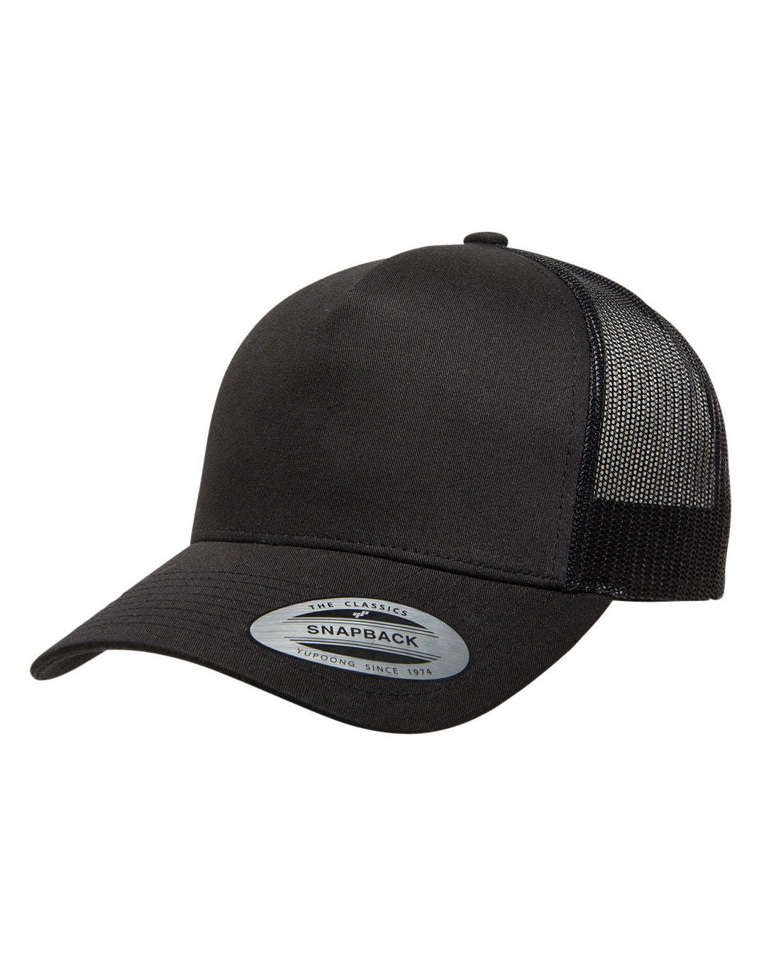 adult 5 panel retro trucker cap BLACK