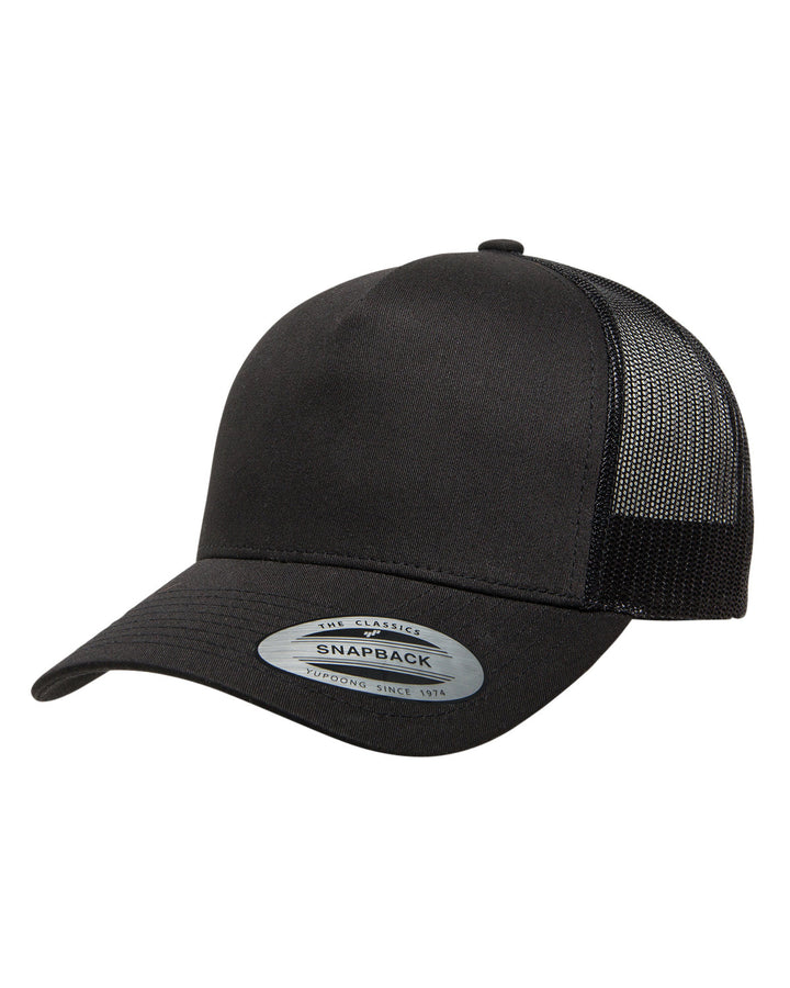 adult 5 panel retro trucker cap BLACK