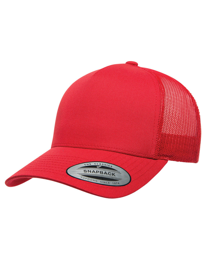 adult 5 panel retro trucker cap RED