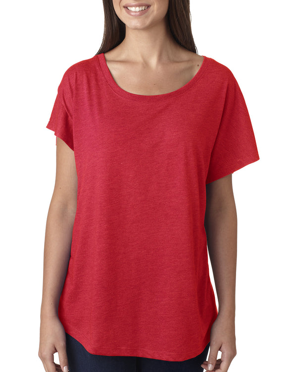 ladies triblend dolman t shirt VINTAGE RED