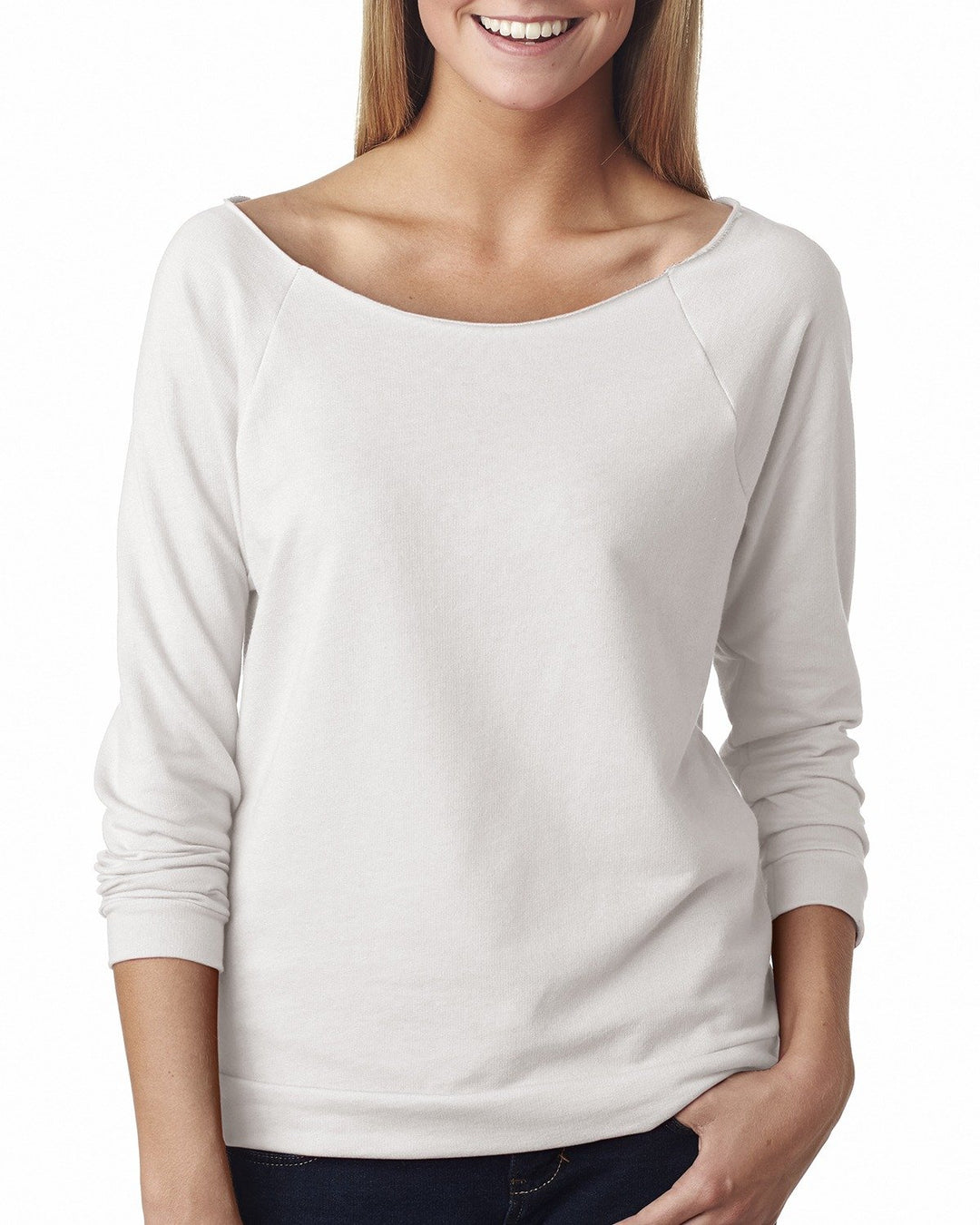ladies french terry 3 4 sleeve raglan RED