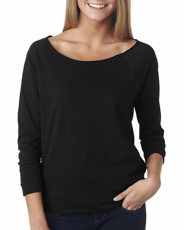 ladies french terry 3 4 sleeve raglan BLACK