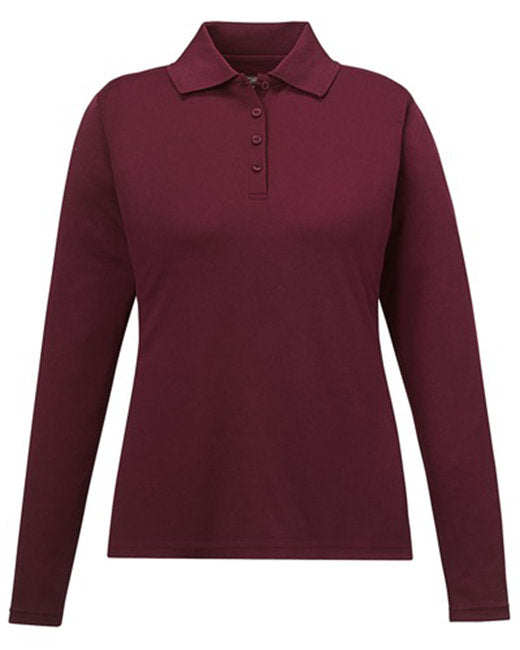Burgundy Ladies Pinnacle Performance Long-Sleeve Piqué Polo