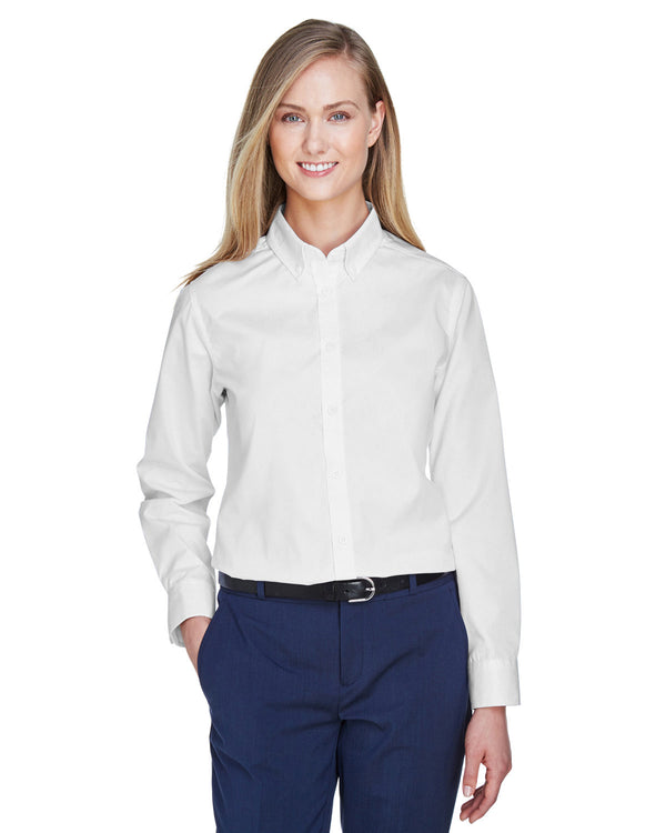 ladies operate long sleeve twill shirt WHITE