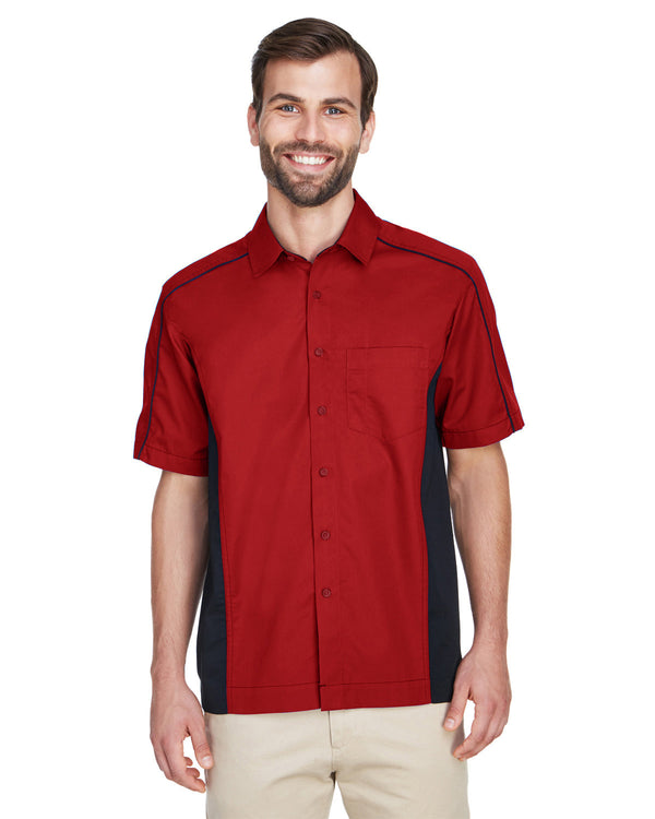 mens fuse colorblock twill shirt CLASSIC RED/ BLK