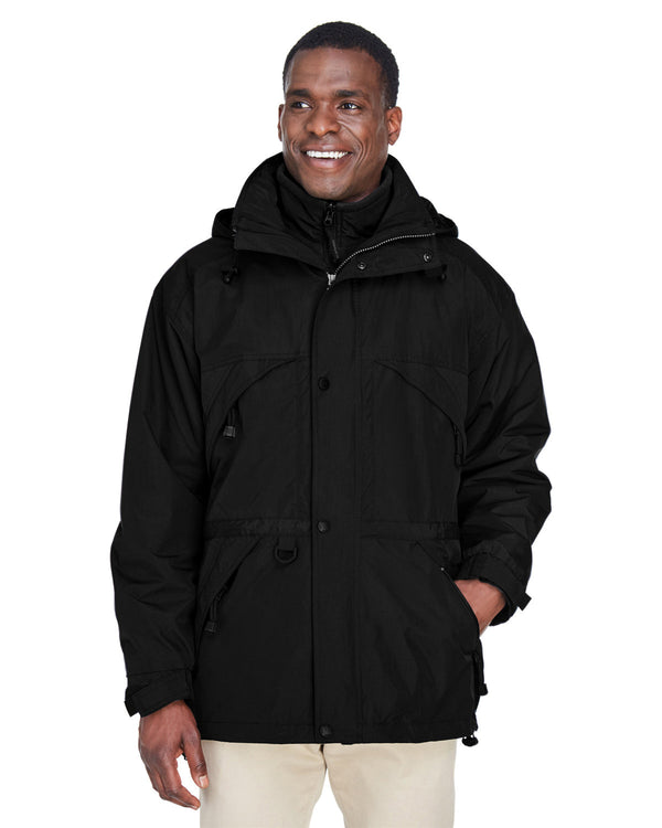 adult 3 in 1 parka with dobby trim BLACK