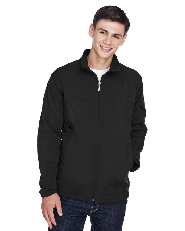 mens three layer fleece bonded performance soft shell jacket BLACK