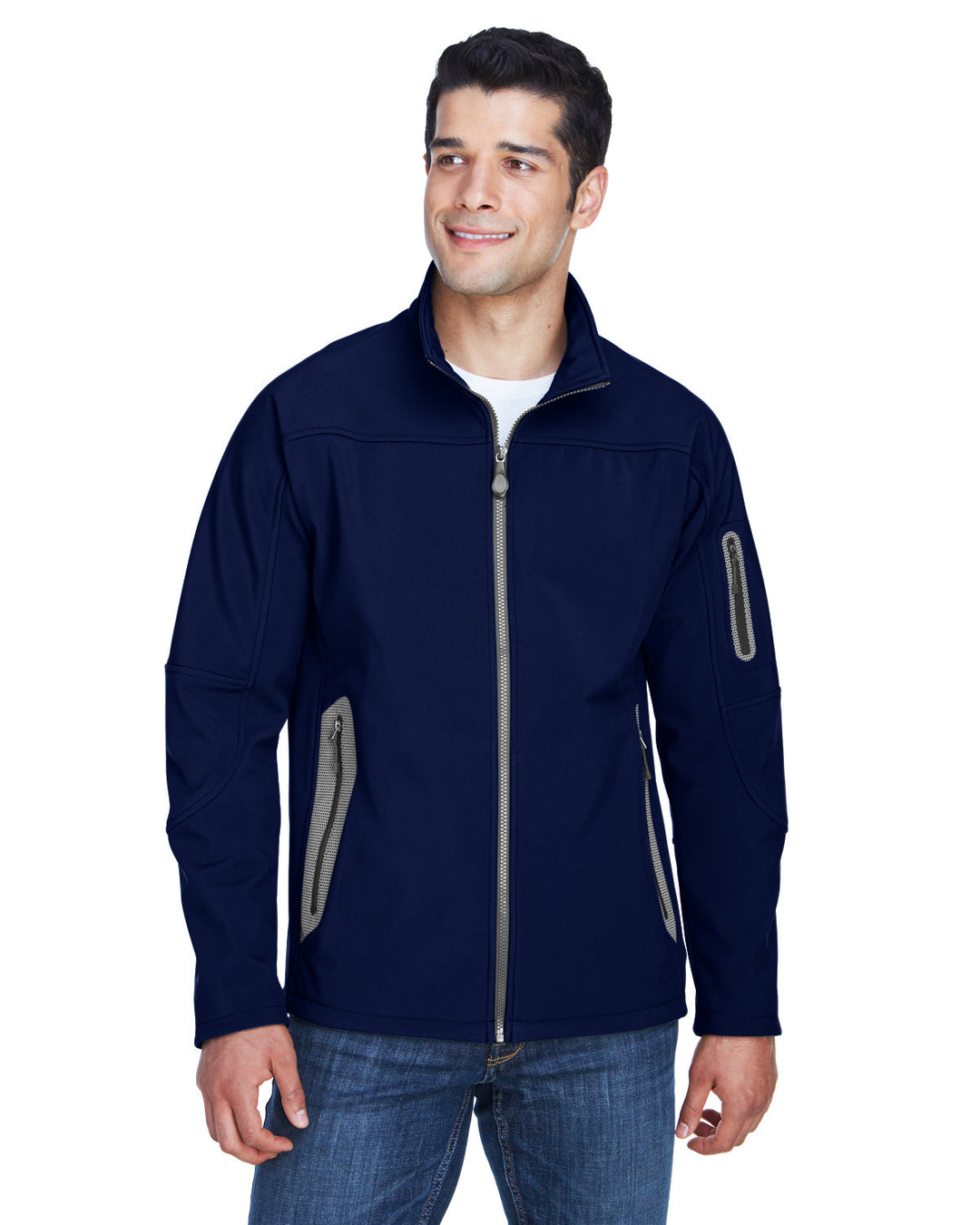 mens three layer fleece bonded soft shell technical jacket CLASSIC NAVY